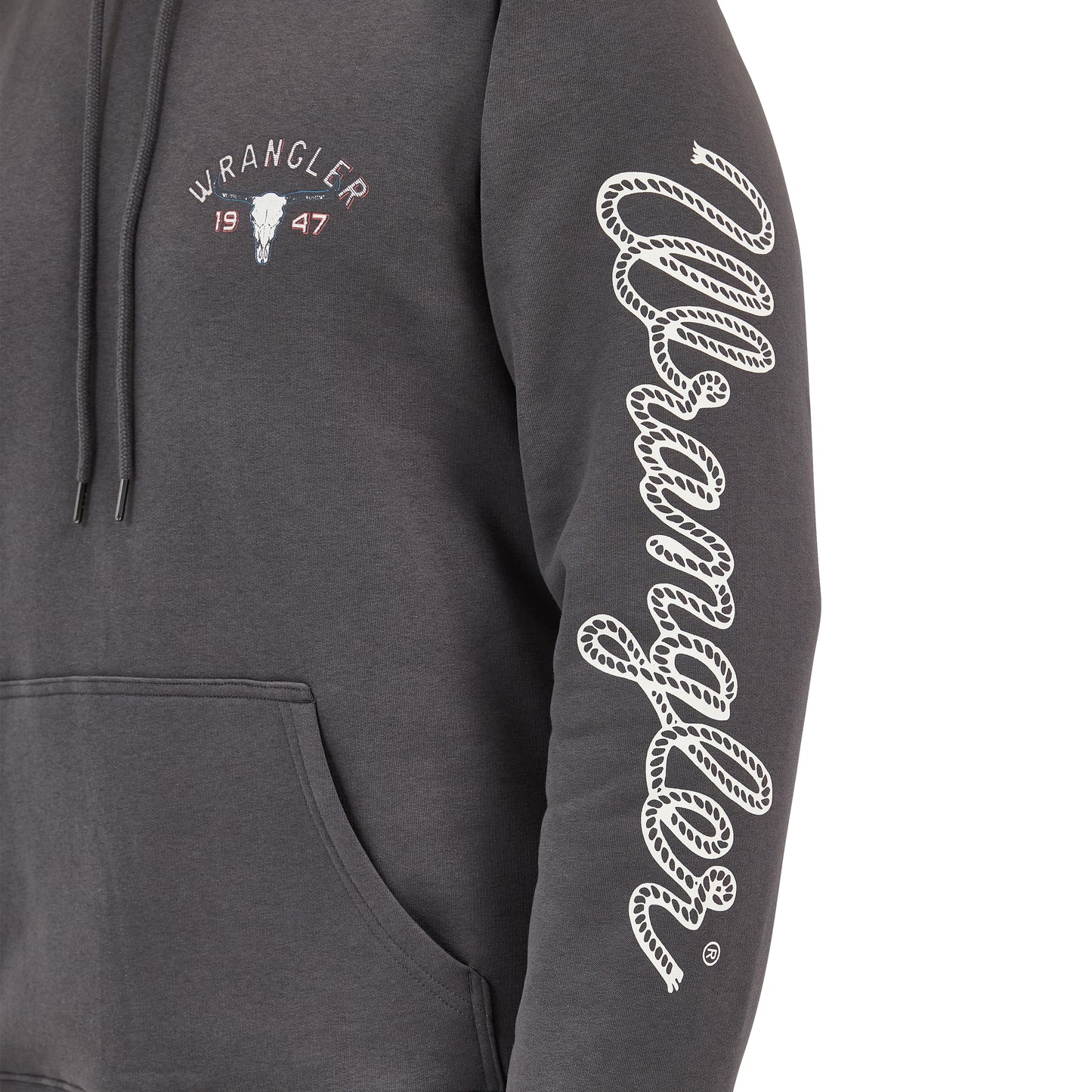 Wrangler Men's Long Live Cowboys Pullover Grey Hoodie