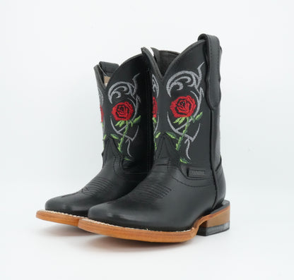 Chaparral Kid’s Flowers Embroidery Black Boot