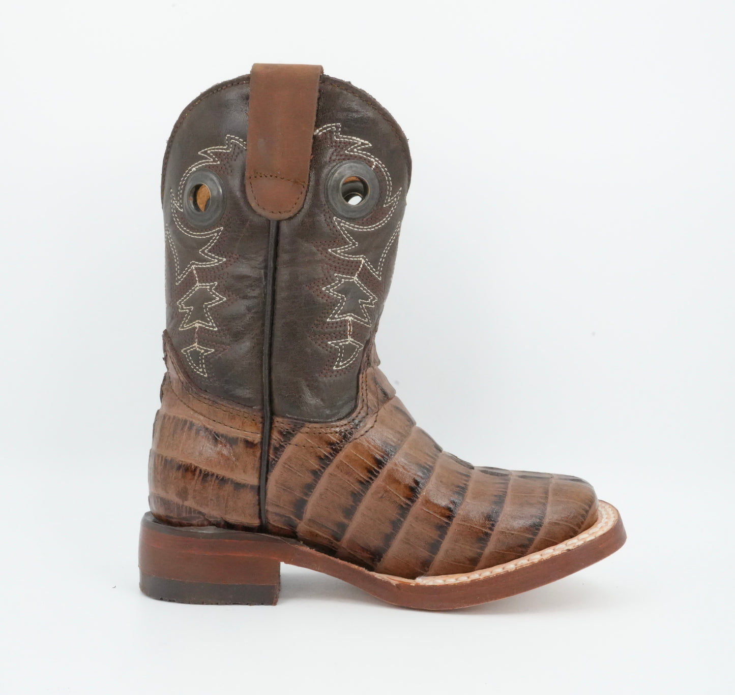 A&A Kid's Brown Caiman Tail Print Boot