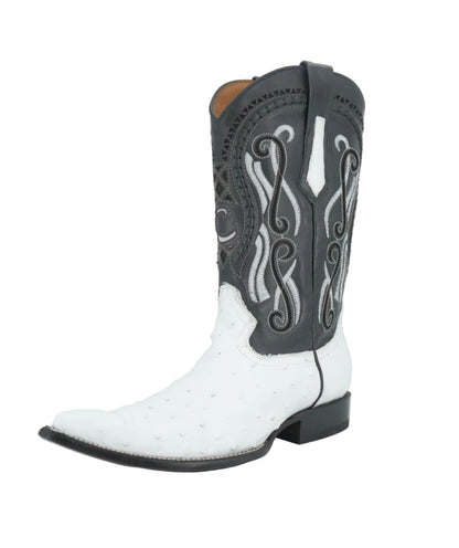 Cuadra Men's Genuine Ostrich Snip Toe Boot - Black and White
