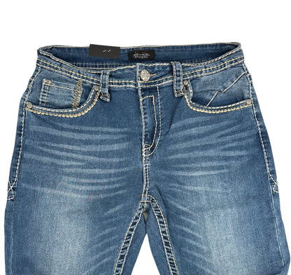 Montero Denim T Stitched Pocket Medium Blue Modern Boot Jean