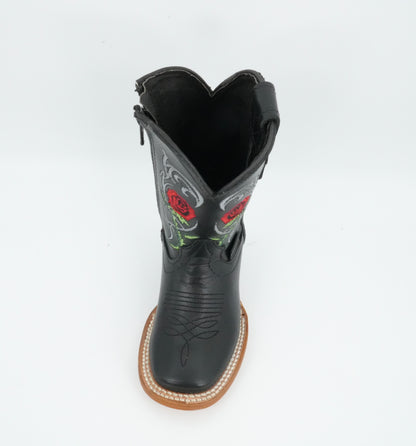 Chaparral Kid’s Flowers Embroidery Black Boot