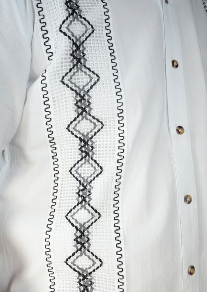 Men's Guayabera Short Sleeve White Cotton