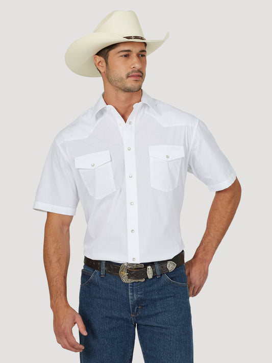 Wrangler White Short Sleeve Western Snap Shirt
