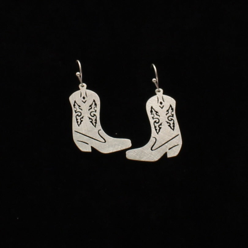 Silver Strike Cowgirl Boot Earrings