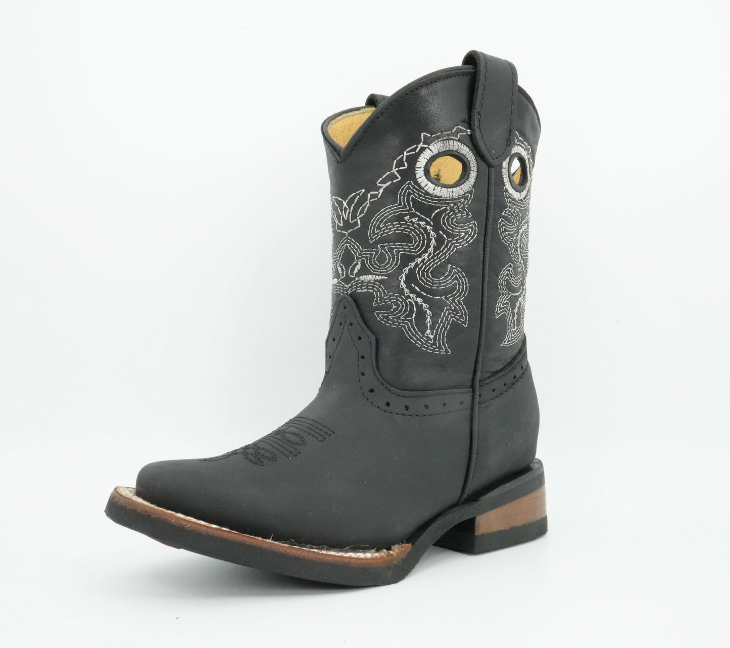 Quincy Kid's Crazy Black Square Toe Boot