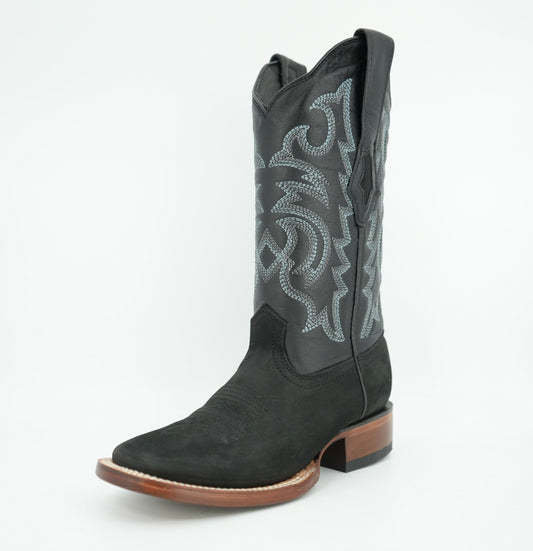 Wild West Women's Nobuck Black Wide Square Toe Boot