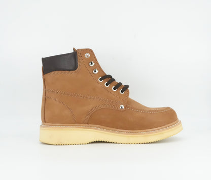 Establo Men's Nobuck Moc Toe Lace Up Work Boot - Honey