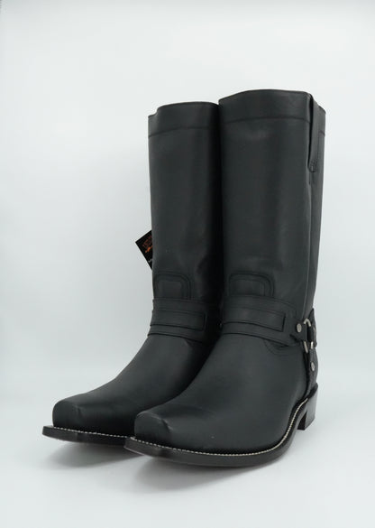 Indomable's Men's Black Leather Trompa De Puerco Narrow Square Toe Boot