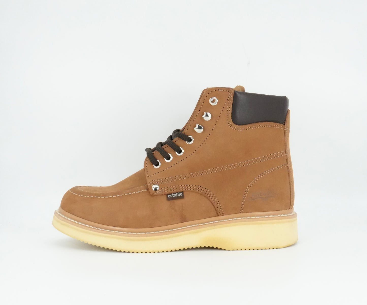 Establo Men's Nobuck Moc Toe Lace Up Work Boot - Honey