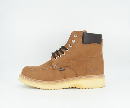 Establo Men's Nobuck Moc Toe Lace Up Work Boot - Honey