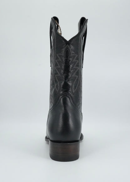 Denver Boots Men's Black Leather Semi Square Toe Boot