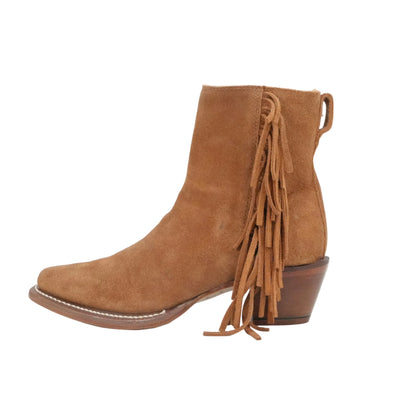 Justin Women's BEV Brown Suede Fringe Snip Toe Short Boot
