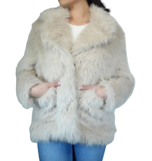 Blue B Women's Faux Fur Coat - Tan