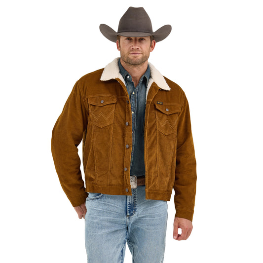 Men's Wrangler Cowboy Cut Sherpa Lined Corduroy Jacket - Rust