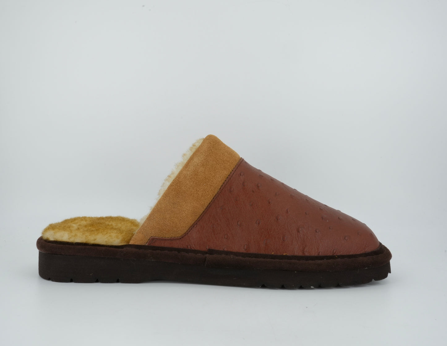 Men's Ariat Silversmith Square Toe Slippers Ostrich Print Cognac