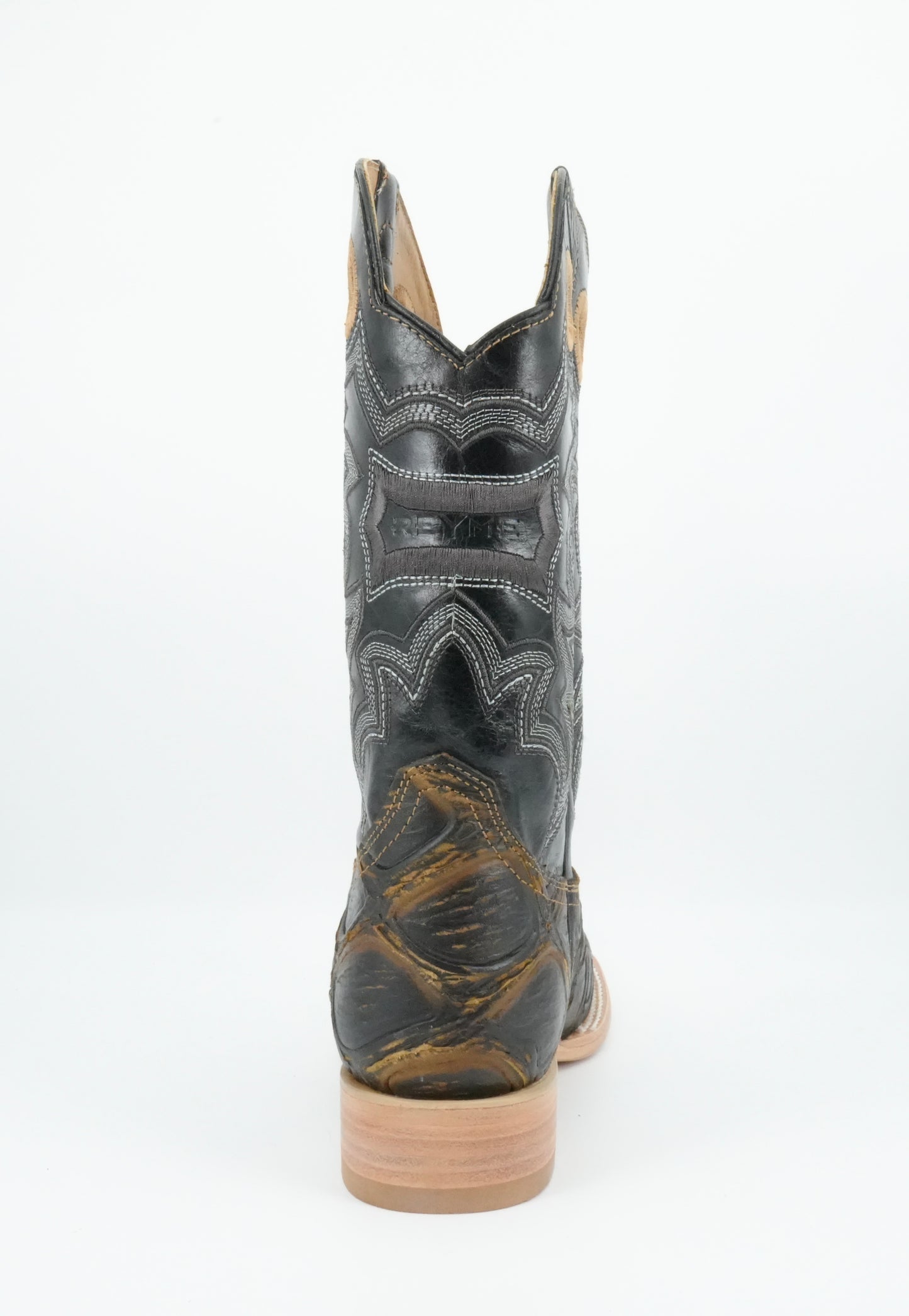 Reyme Men's Piraruco Print Black-Gold Wide Square Toe Boot