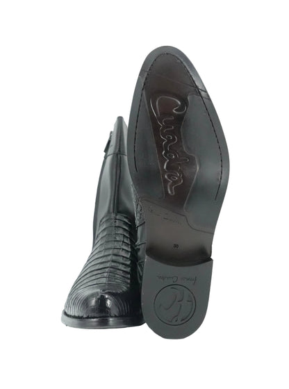 Cuadra Men's Genuine Caiman Belly Leather Short Boot - Black