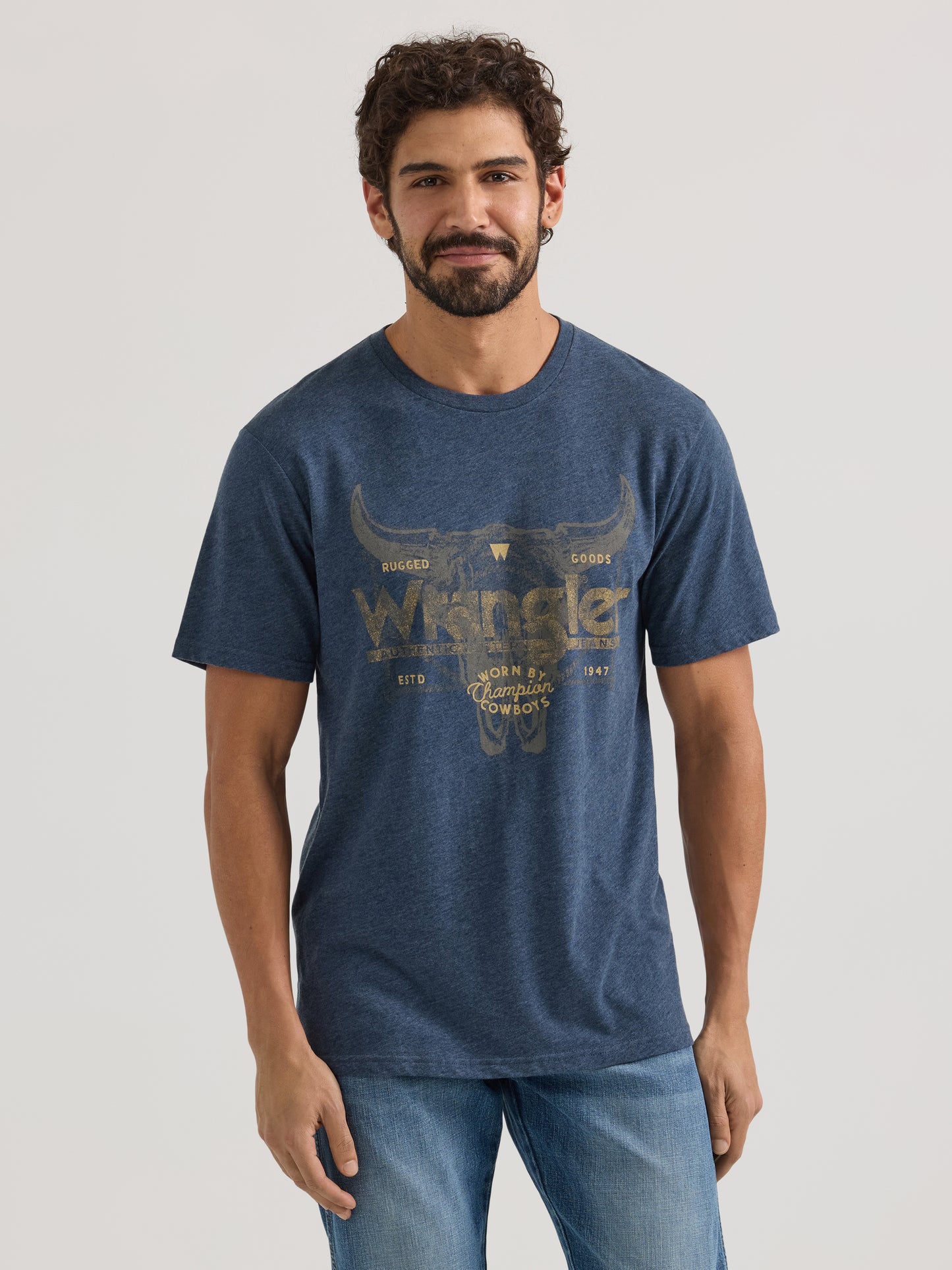 Wrangler Men's Short Sleeve Steerhead Logo Graphic T-Shirt Sapphire Heather