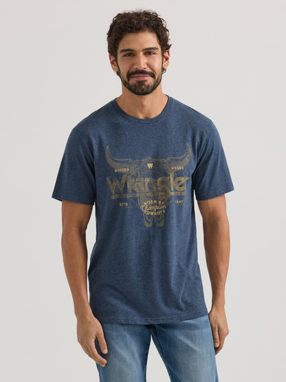 Wrangler Men's Short Sleeve Steerhead Logo Graphic T-Shirt Sapphire Heather