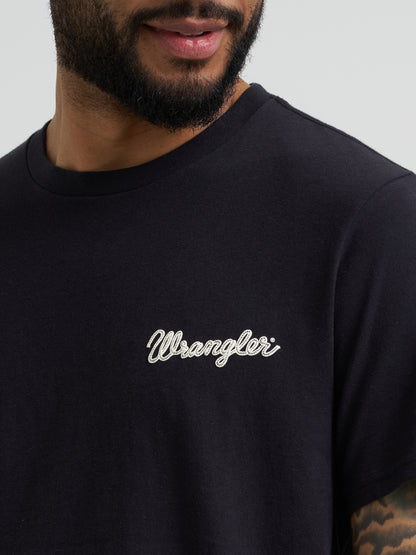 Camisa de manga larga jaspeada en verde bosque con logo gráfico de Wrangler