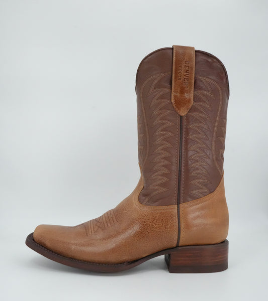 Denver Boots Men's Tan Leather Semi Square Toe Boot