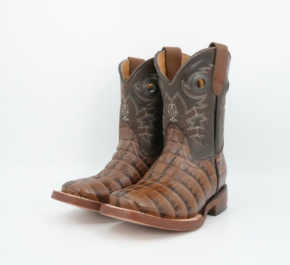 A&A Kid's Brown Caiman Tail Print Boot