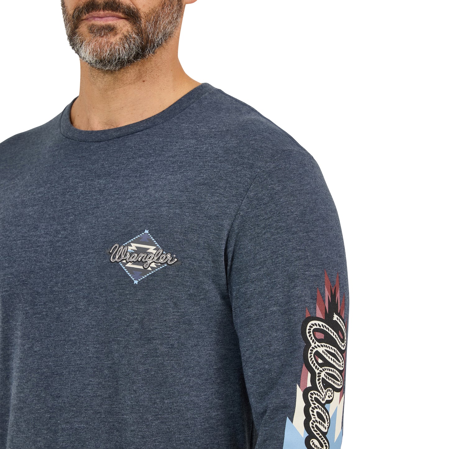 Wrangler Men's Long Sleeve Back Graphic Dark Navy T-Shirt