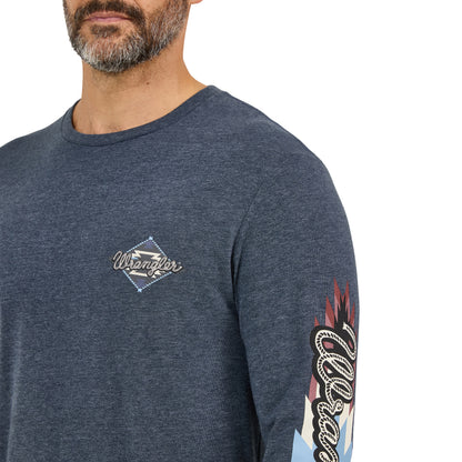 Wrangler Men's Long Sleeve Back Graphic Dark Navy T-Shirt