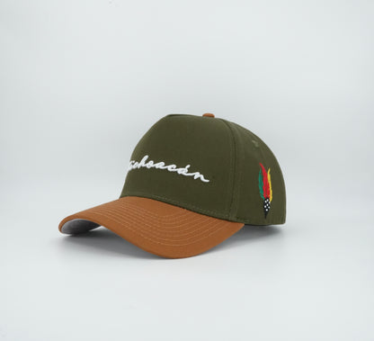 45 Michoacan Cursive Trucker Cap Olive-Brown