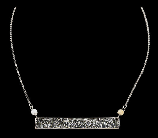Silver Strike Rectangle Pendant Necklace