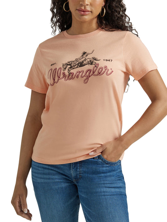 Wrangler Women's Short Sleeve Western Graphic Tee Salmon