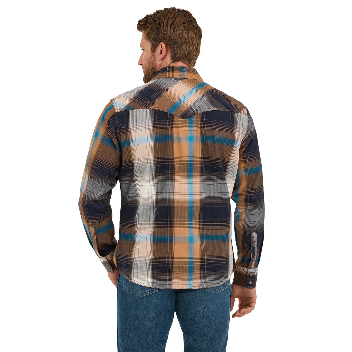 Wrangler Retro Men's Long Sleeve Western Snap Plaid Shirt - Bold Brown