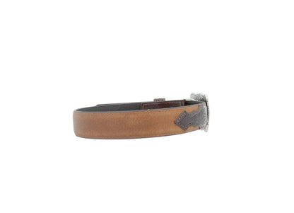 Kid's Ariat Square Engraved Buckle Leather Belt - Brown