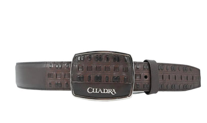 Cuadra Men's Black Embroidery Bovine Leather Belt - Honey Aztec