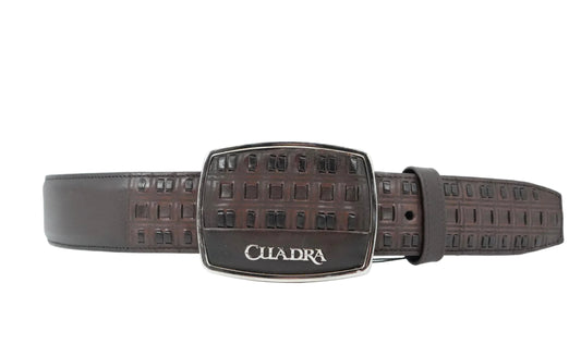 Cuadra Men's Black Embroidery Bovine Leather Belt - Honey Aztec