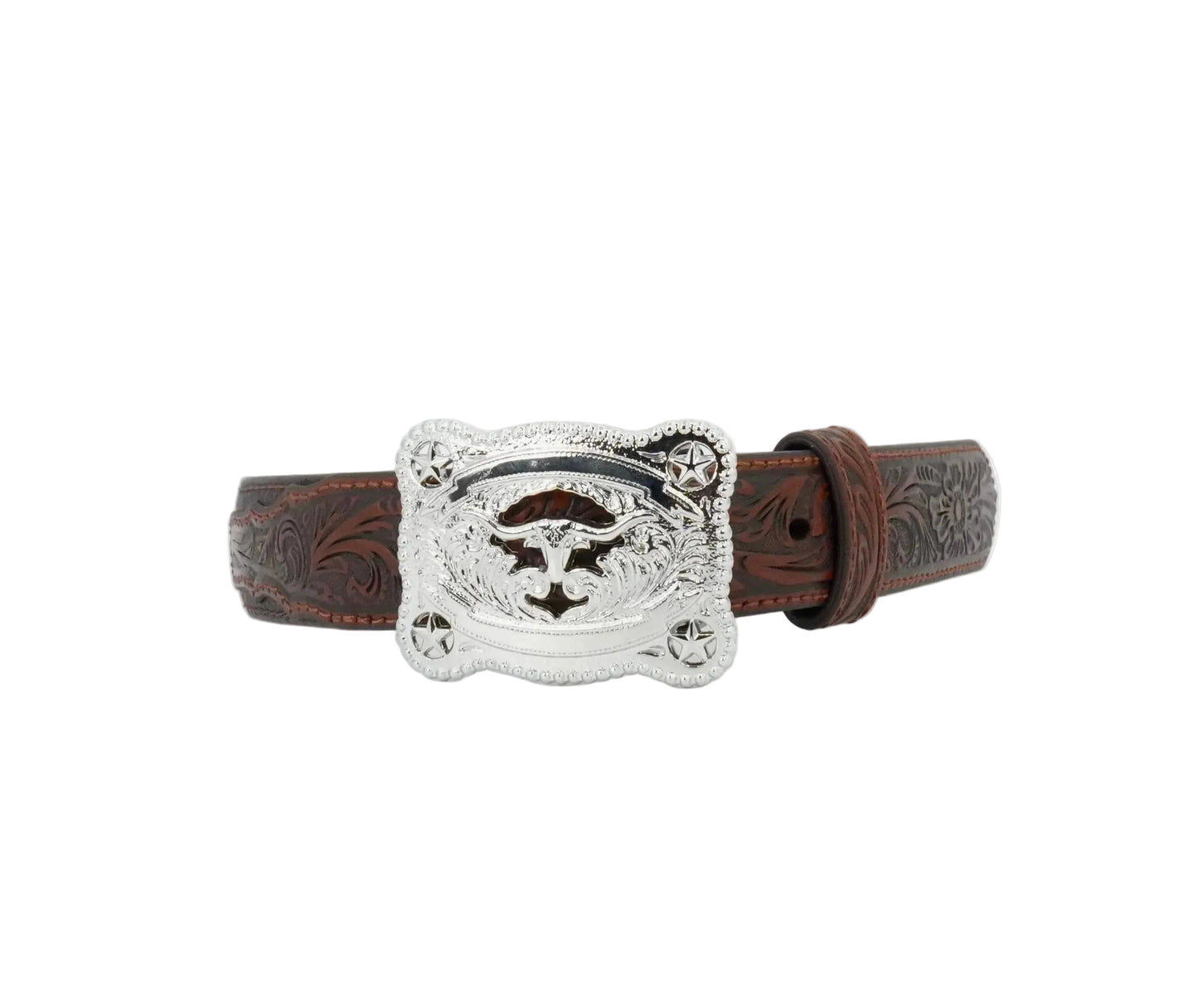 Nocona Kid's Western Tooled Leather Belt - Brown