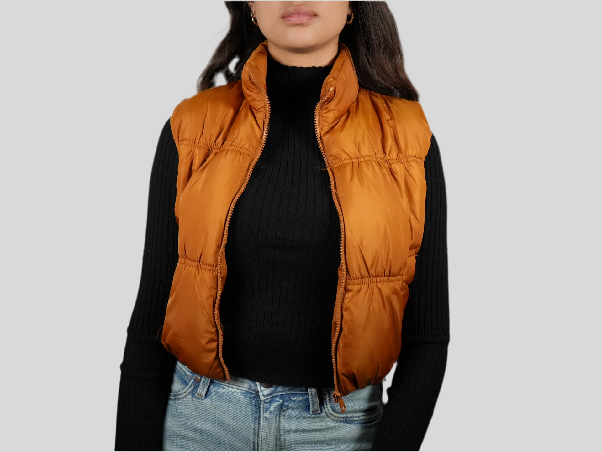 Blashe Cropped Zip Up Cognac Puffer Vest – Vallejo Western Wear