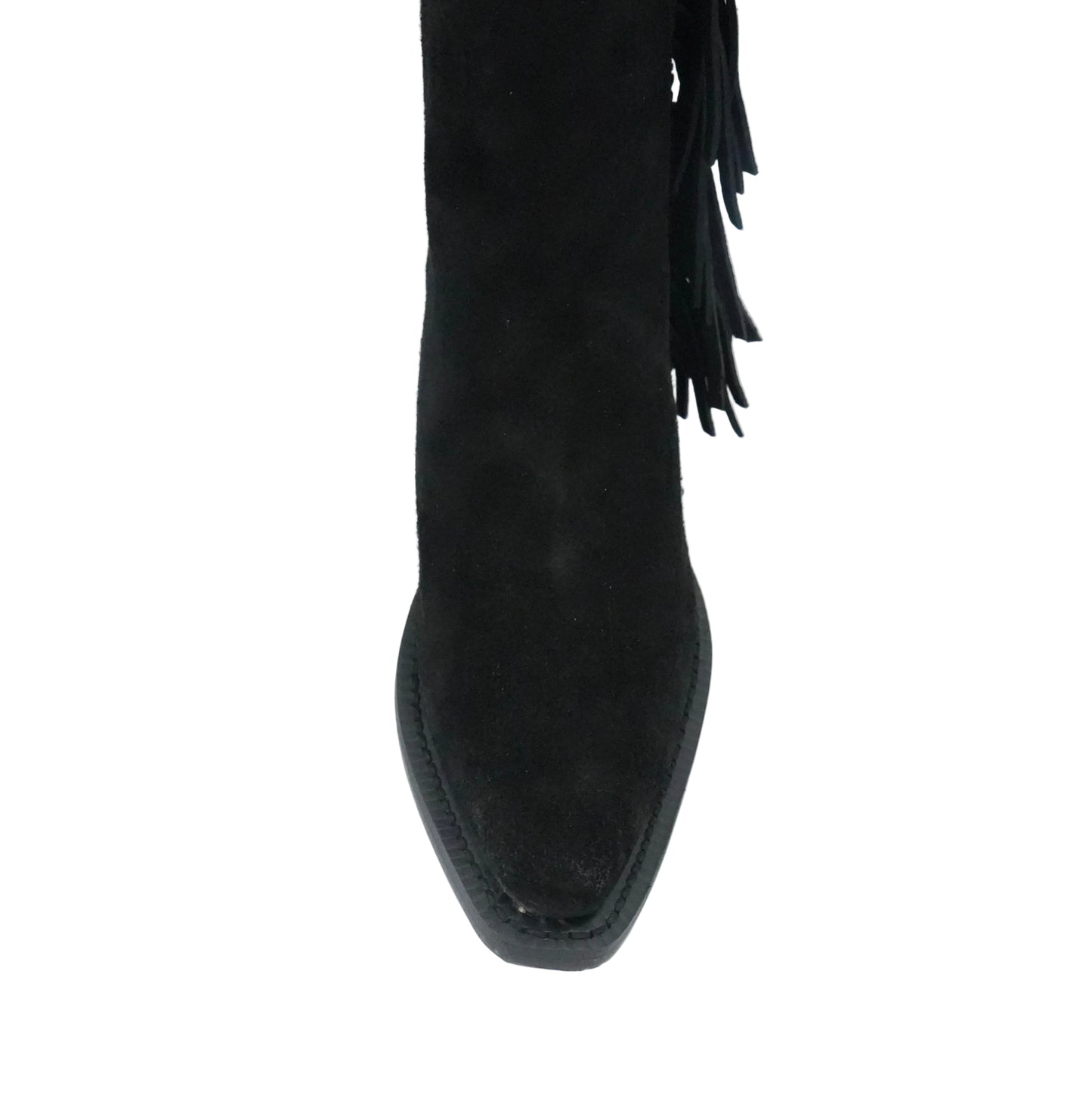 Justin Women's BEV Suede Fringe Snip Toe Short Boot - Black