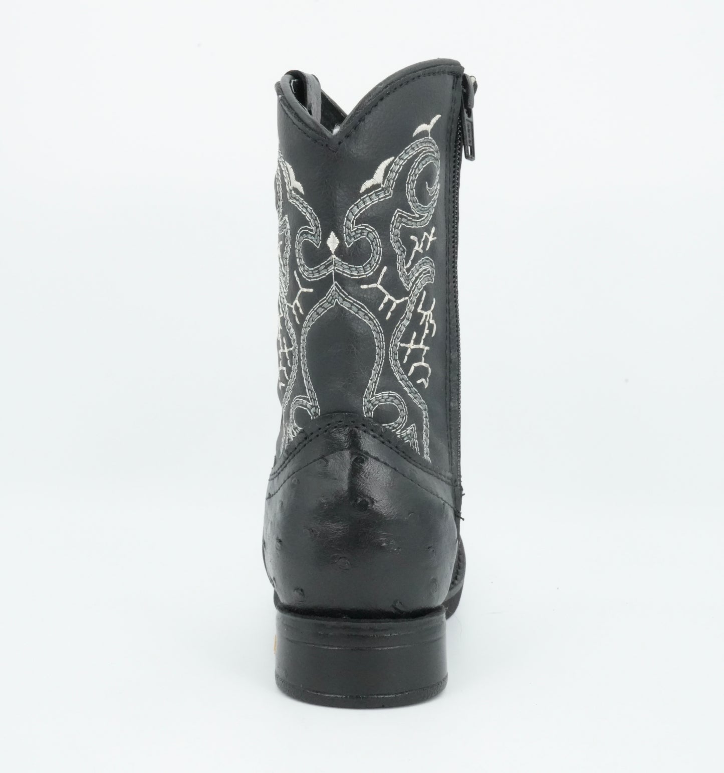 A&A Little Kid's Black Ostrich Print Rubber Sole Boot