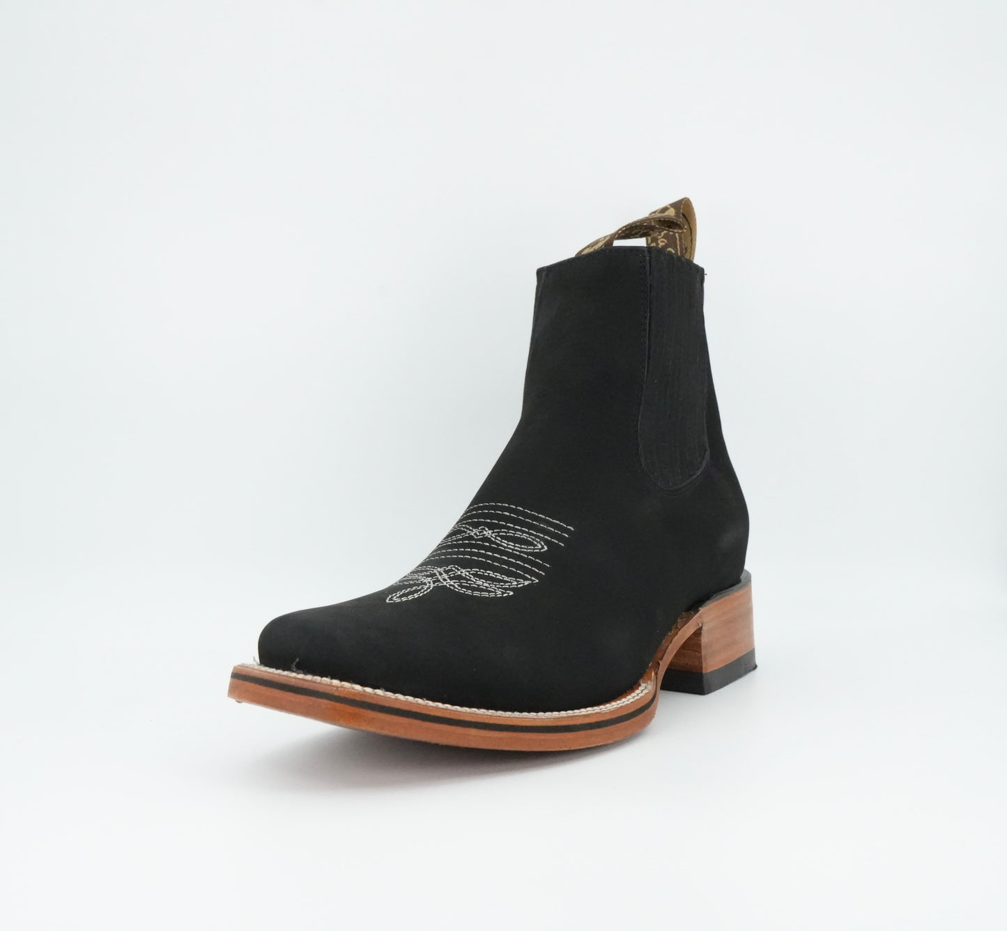 La Sierra Men's Black Nobuck Wide Square Toe Short Boot