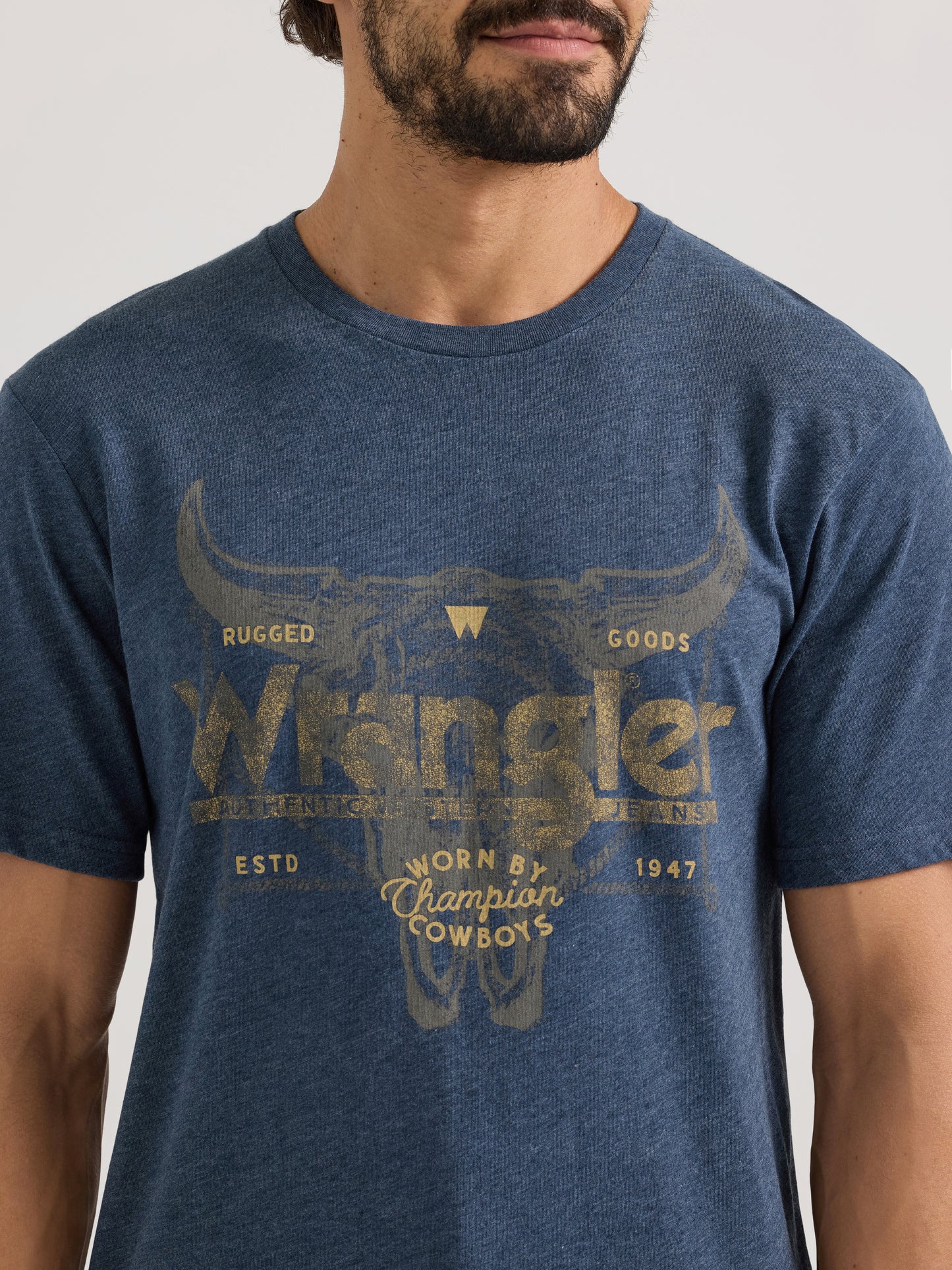 Wrangler Men's Short Sleeve Steerhead Logo Graphic T-Shirt Sapphire Heather