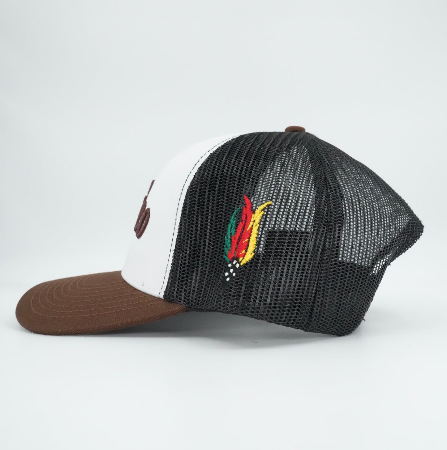45 Cursive Trucker Cap- White/Chocolate