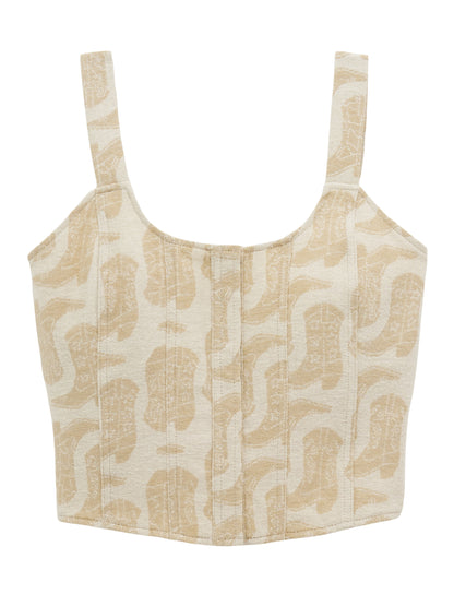 Wrangler Women's Jacquard Corset Top - Beige