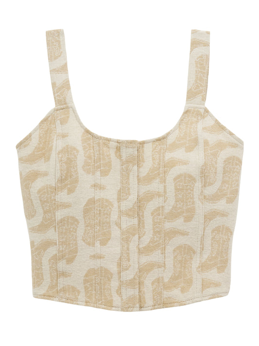 Wrangler Women's Jacquard Corset Top - Beige