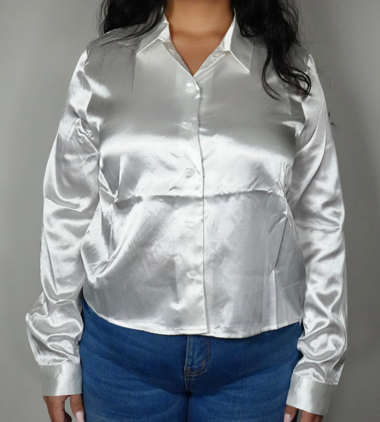 Ijoah Women's Front Button Down Long Sleeve Top - White