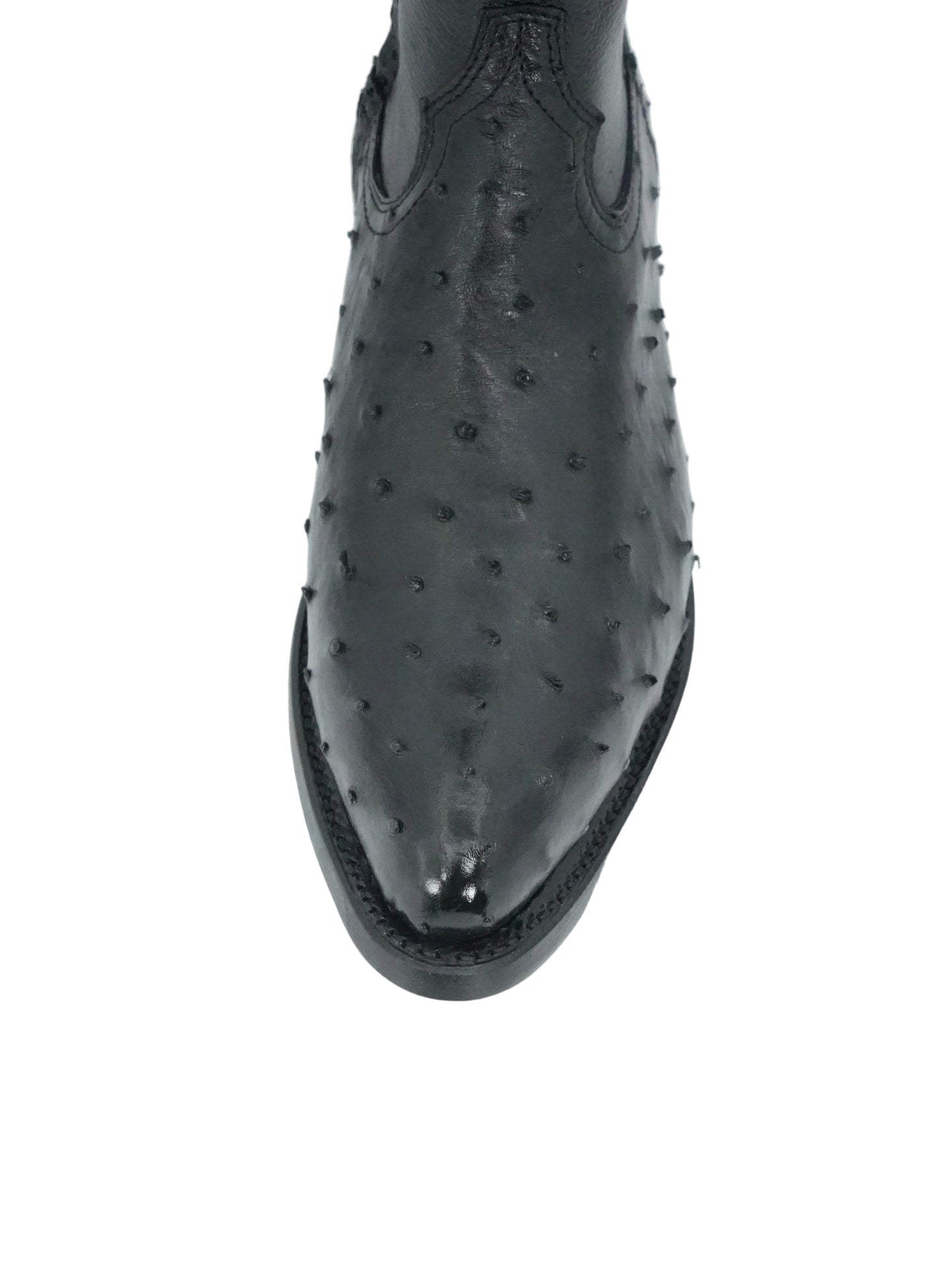 White Diamond Men's Exotic Zip Ostrich Round Toe Short Boot - Black
