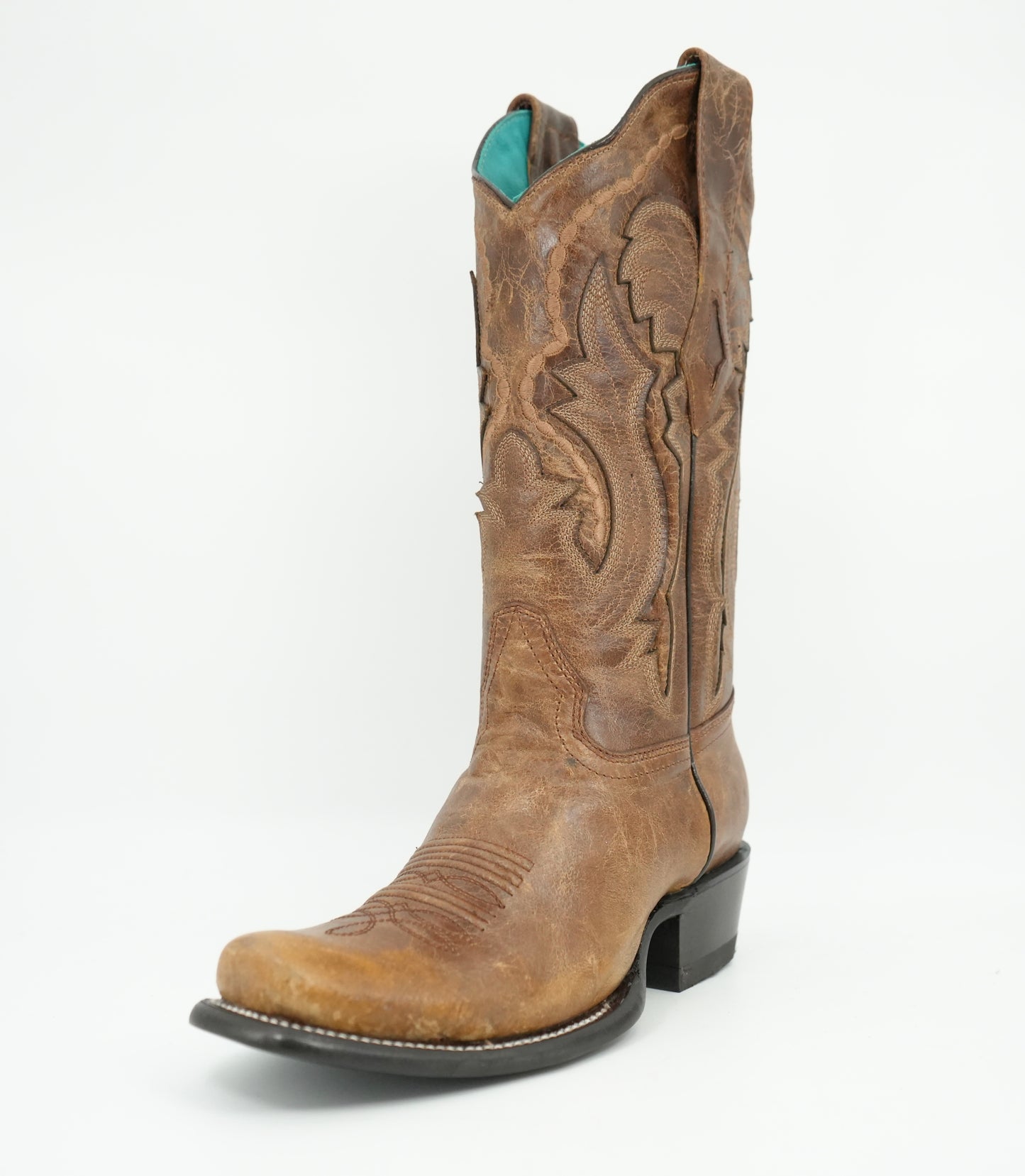 Bota Dubái de cuero color canela envejecido para mujer de Wild West