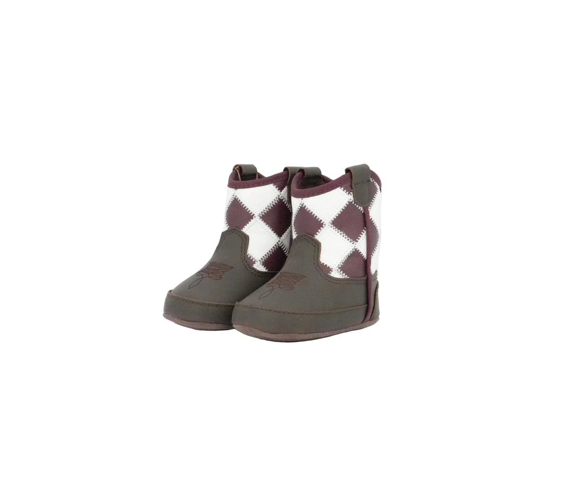 Twister Infant Braxton Checkered Chocolate Boot - Burgundy/White
