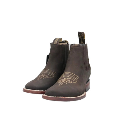 Los Angeles Women’s Nobuck Wide Square Toe Short Boot - Brown